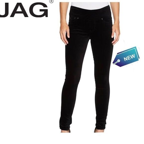 JAG New with tag Black velvet mid rise straight leg pants size 10 - Picture 1 of 12